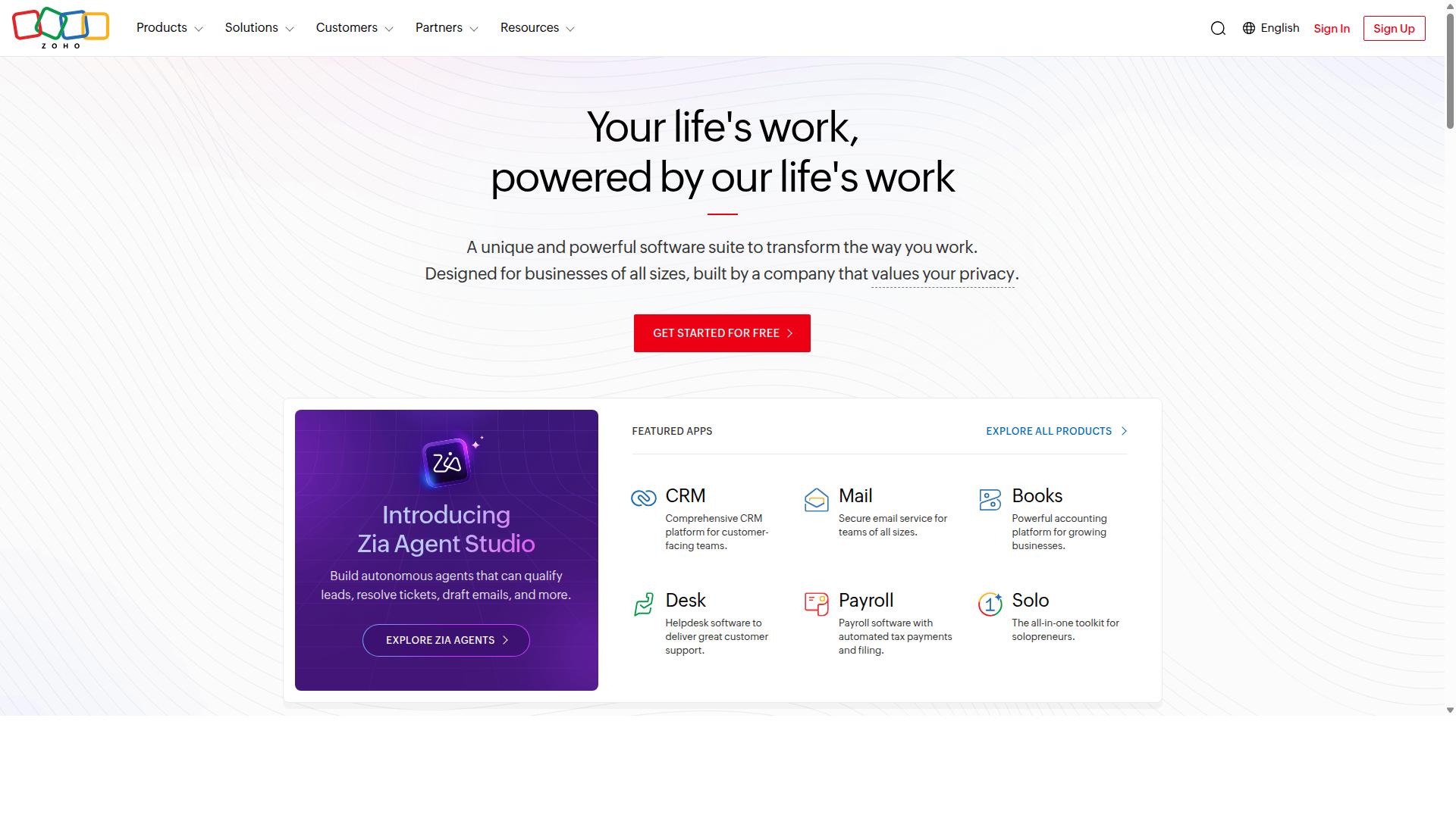 Zoho Marketing Automation website